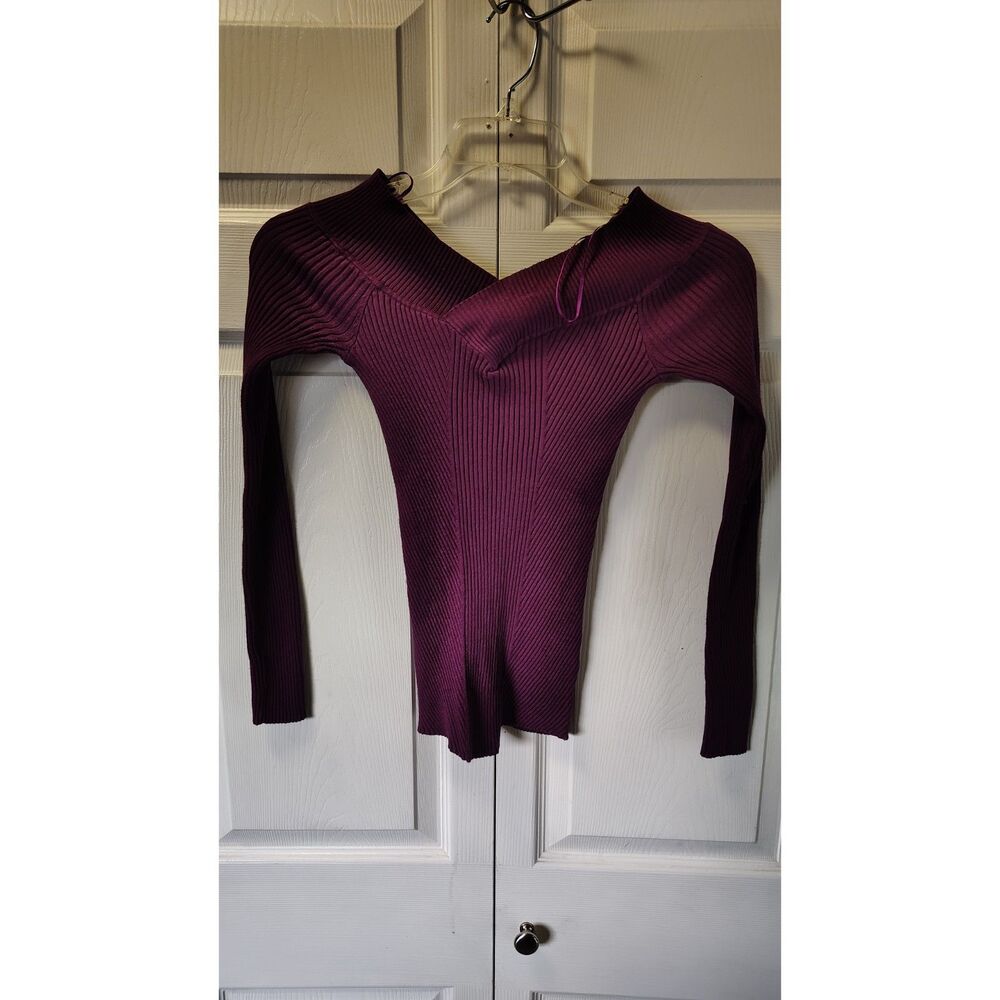 Candie's Women's Off-the-Shoulder Cross-Front Ribbed Sweater - Size Medium